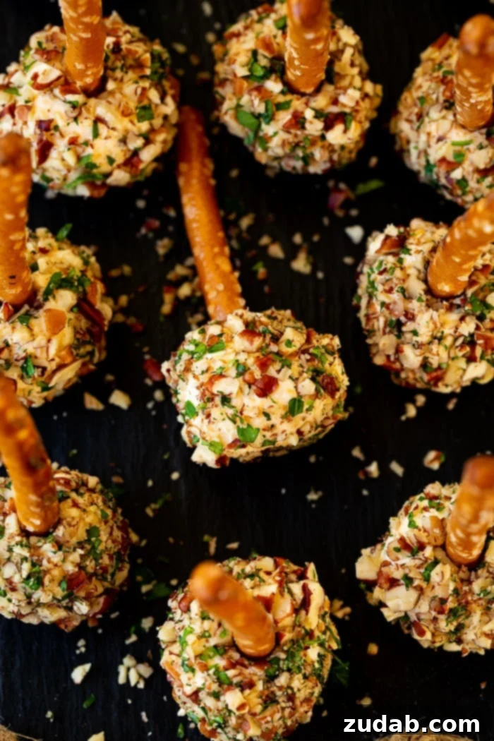 Mini Cheese Ball Pretzel Bites mini cheese ball bites with pretzel sticks
