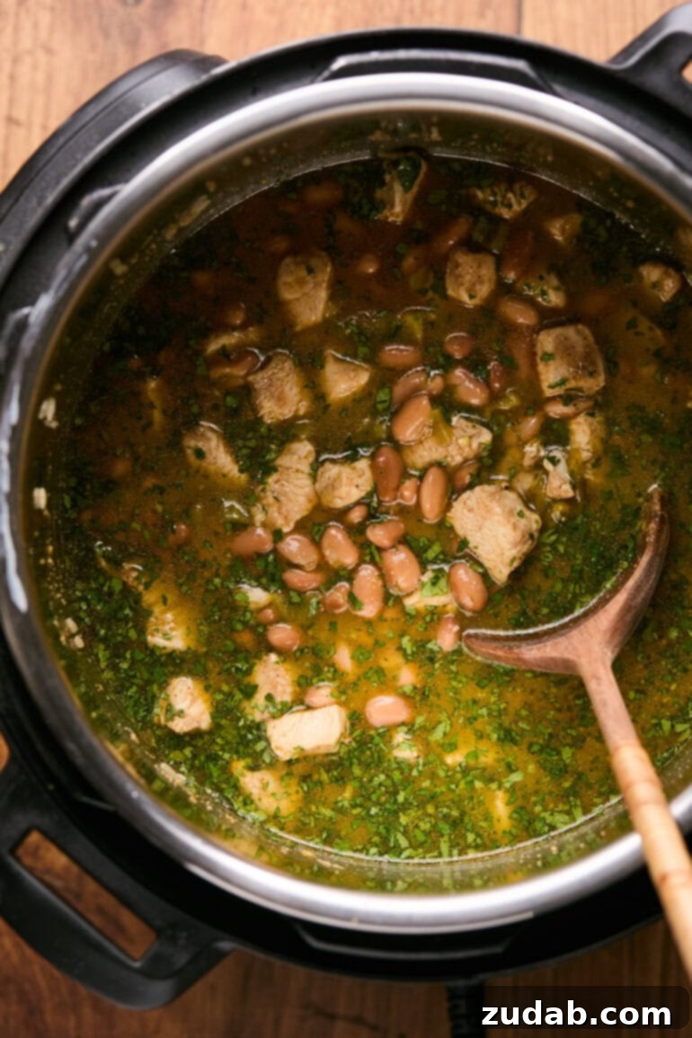 a photo of all the steps of adding ingredients to an instant pot to make chicken burrito bowls