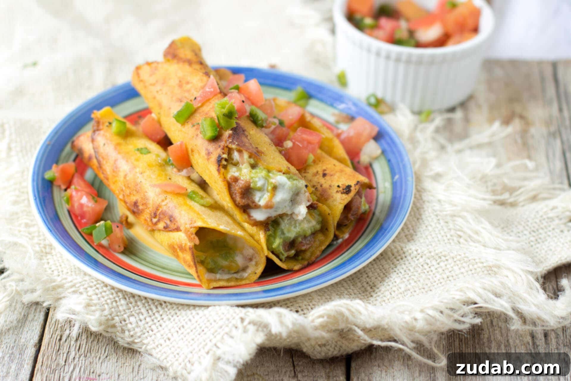 Deep Fried 7 Layer Dip Taquitos: A New Take on a Classic 7 Layer dip is a favorite but these deep fried 7 layer dip taquitos take it to a whole new lever. Refried beans, guacamole, sour cream, & cheese!