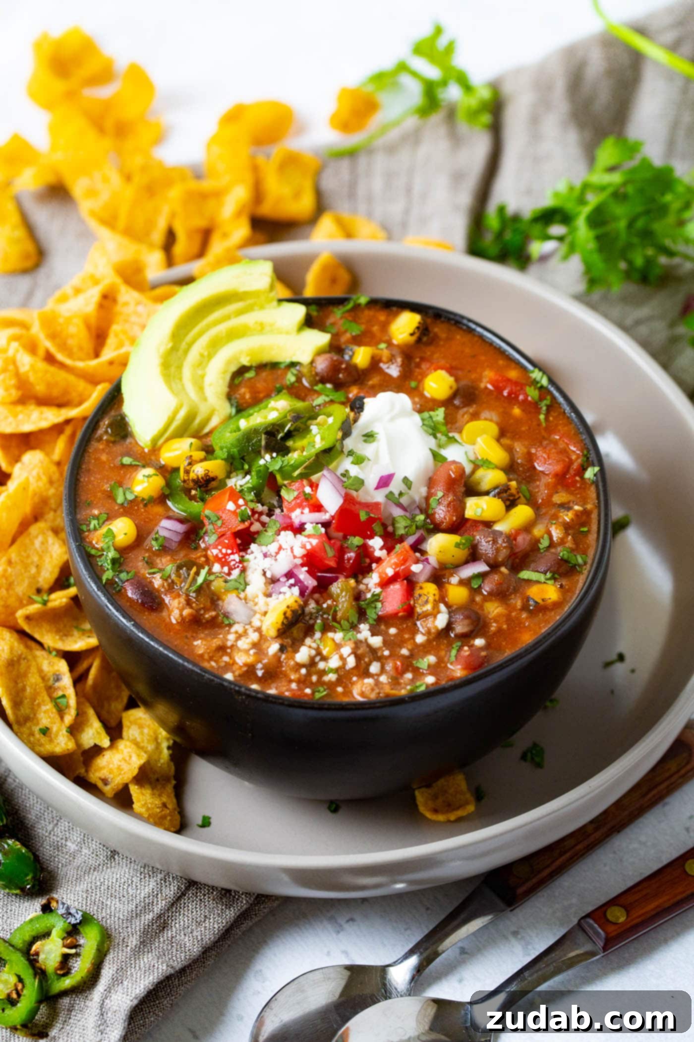Easy Instant Pot Taco Ground Beef Chili 7 A final close-up of the delicious Taco Ground Beef Instant Pot Chili, showcasing its rich colors and textures.