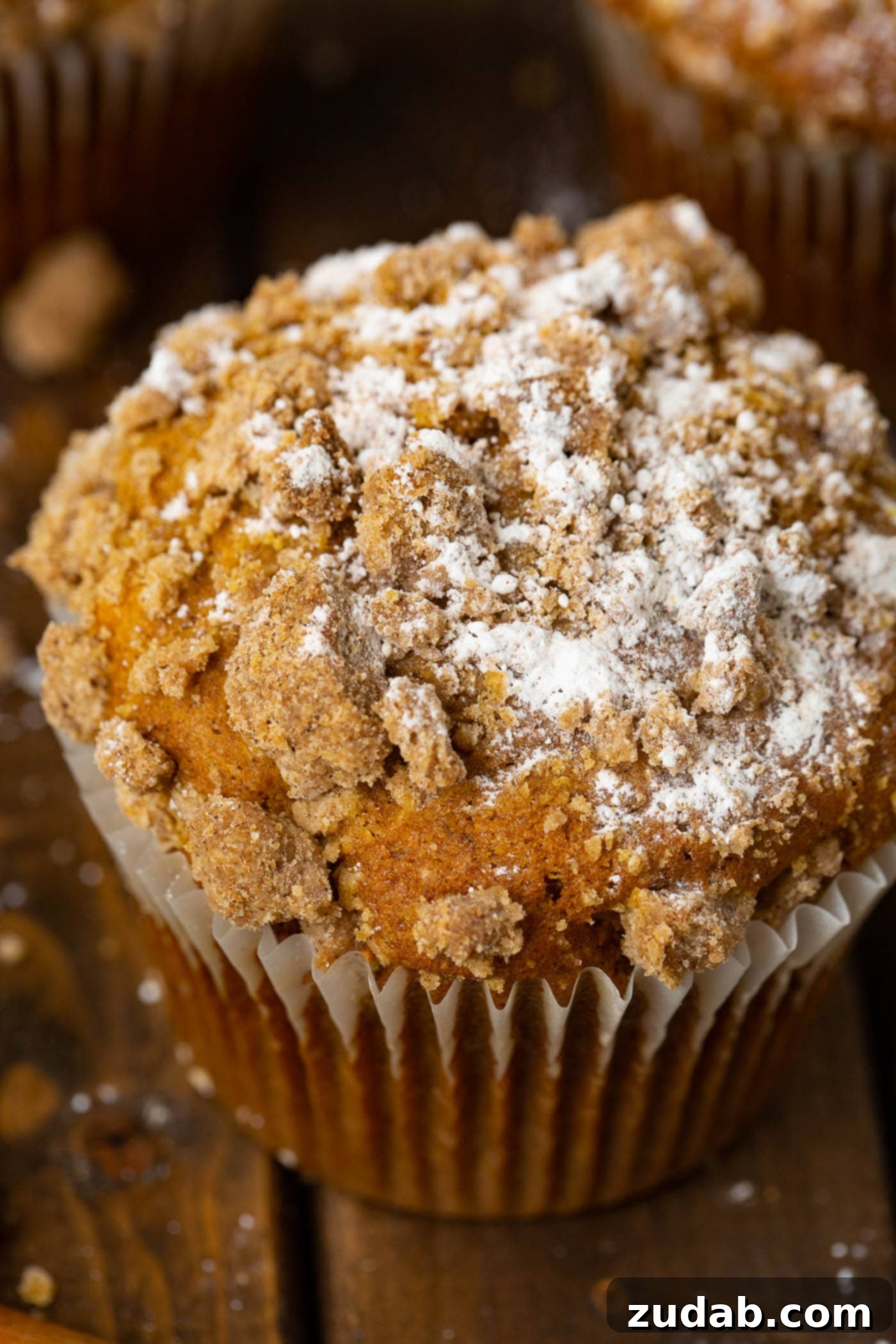 Irresistible Costco Style Pumpkin Streusel Muffins 7 A final close-up of a delightful pumpkin streusel muffin, inviting a bite.