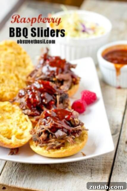 Driscoll's Raspberry BBQ Sliders with tender, juicy shredded beef served on delicious Alexia Sweet Potato Rolls Driscoll's Raspberry BBQ Sliders with tender, juicy shredded beef served on delicious Alexia Sweet Potato Rolls