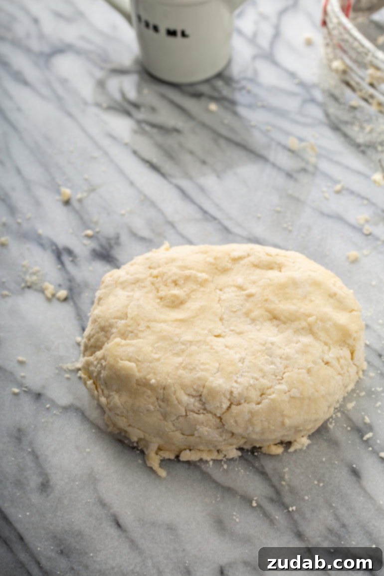 Master My Absolute Favorite Pie Crust With This Video 6 A ball of pastry on a table top.