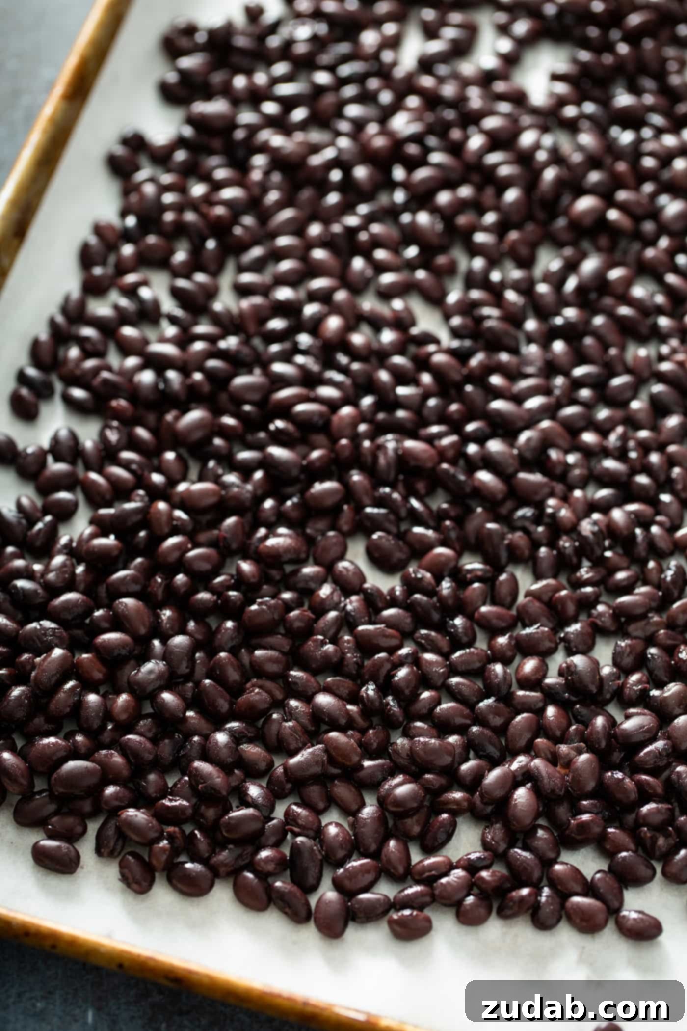 Your New Favorite Homemade Black Bean Burger 4 A tray of black beans, showing their rich, dark color and texture before preparation.
