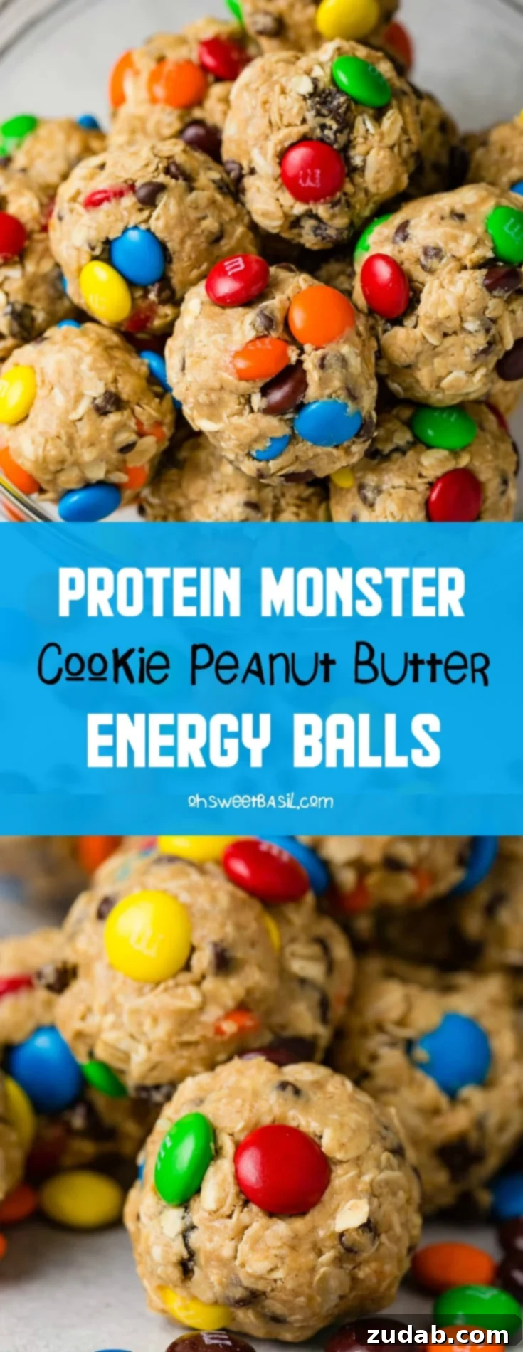 Loaded Peanut Butter Protein Bites 7 A bowl heaped full of delicious and colorful protein energy balls.