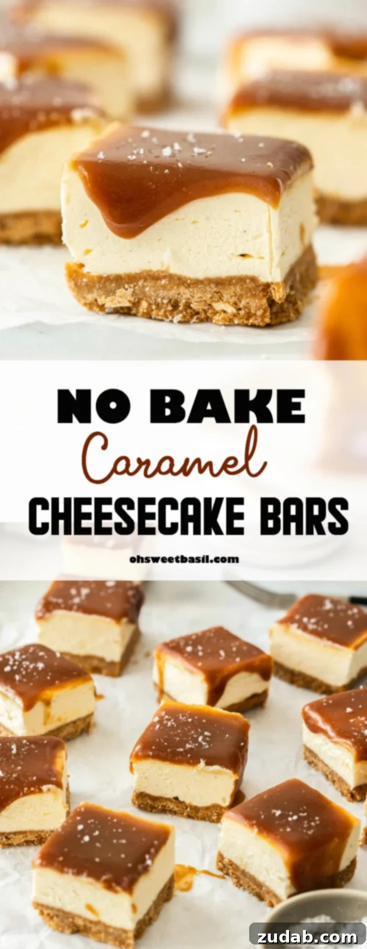 Effortless Caramel Bliss Bars 8 A beautifully presented batch of 10 No-Bake Caramel Cheesecake Bars on a sheet of white baking paper, ready for a dessert spread