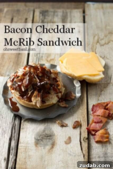 BBQ Rib Sandwiches with crispy bacon and cheddar cheese. Perfect for BBQ leftovers ohsweetbasil.com BBQ Rib Sandwiches with crispy bacon and cheddar cheese. Perfect for BBQ leftovers ohsweetbasil.com