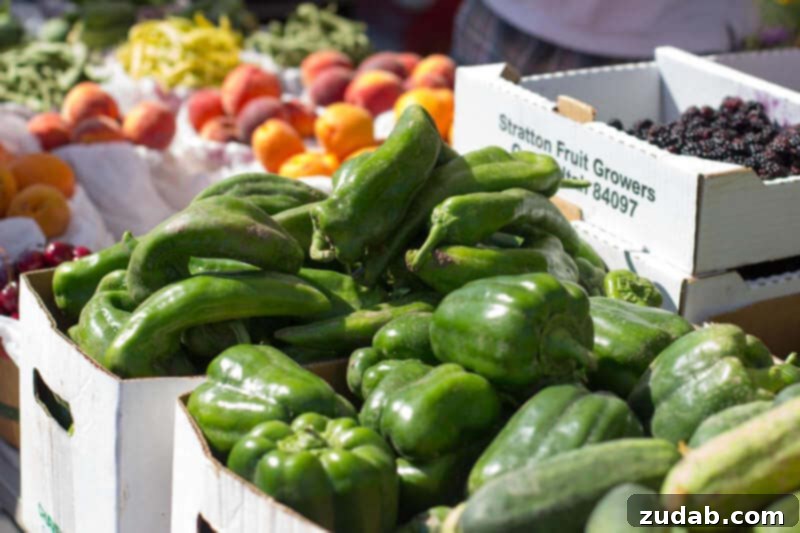 Bell Pepper Taco Boats 4 A vibrant selection of fresh produce at a local farmers market.