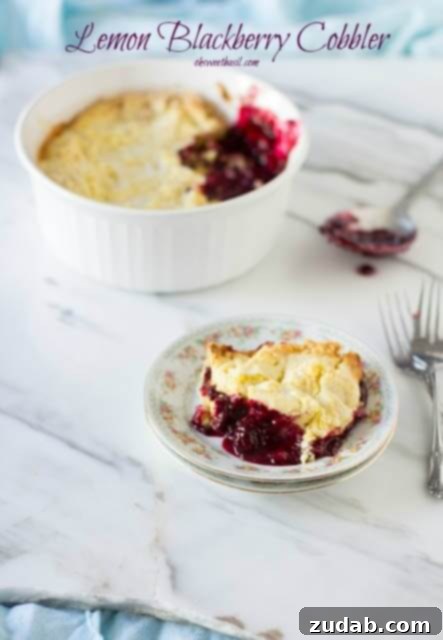 Lemon Blackberry Cobbler - A Heavenly Summer Dessert Delicious Lemon Blackberry Cobbler, perfect for summer dessert, ohsweetbasil.com