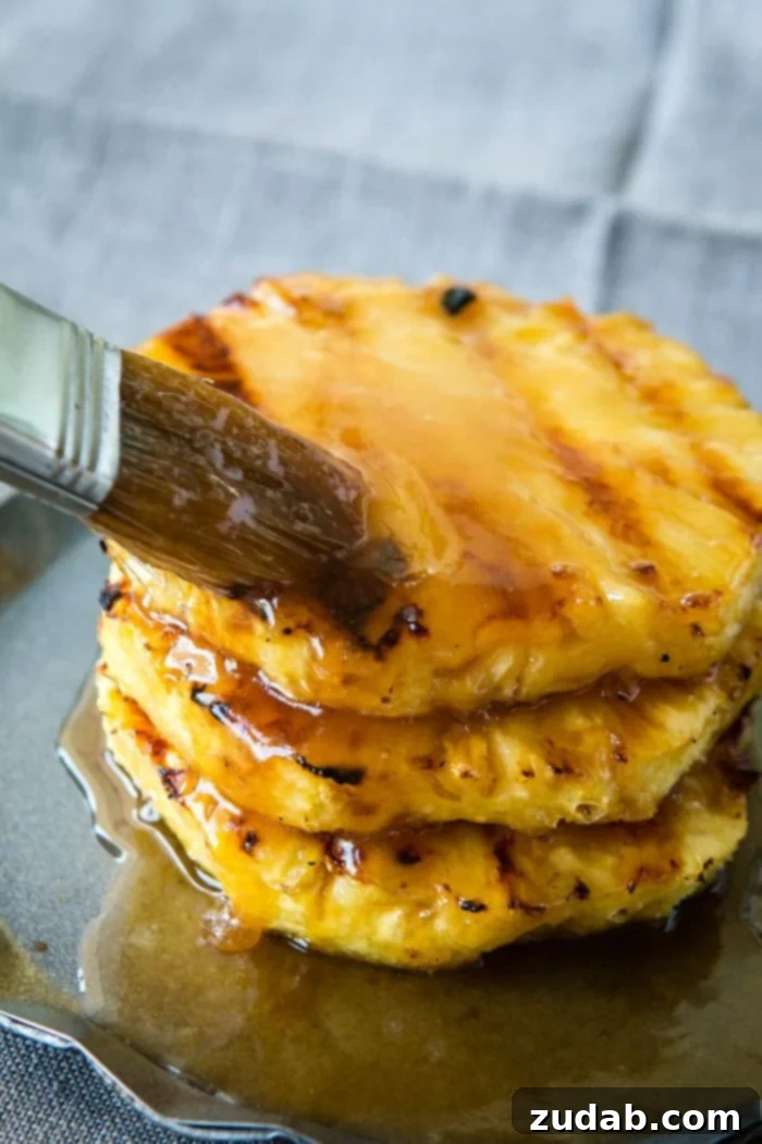 Caramelized Grilled Pineapple 3 Juicy, sweet pineapple with a brown sugar butter sauce that's grilled to perfection. Looking for a healthier dessert? Try our brown sugar grilled pineapple!