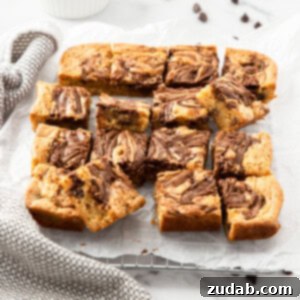 Nutella Blondies ready to be served