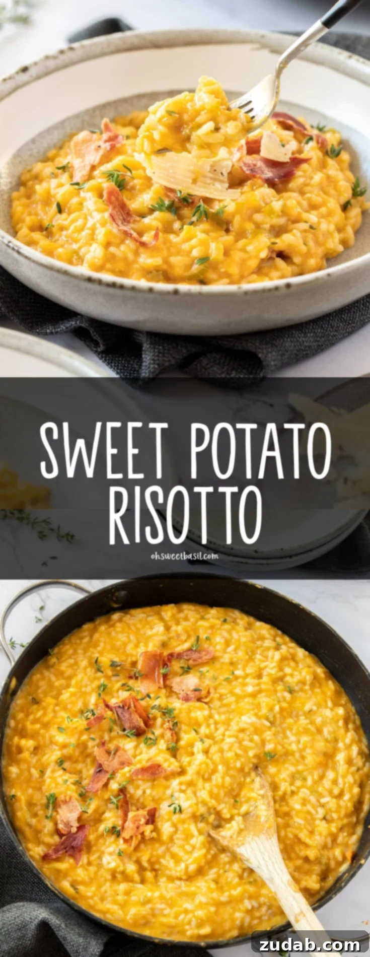 A grey bowl on a dark grey napkin. It's filled with orange coloured risotto