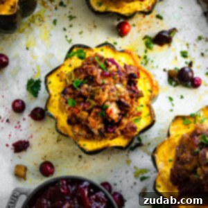 Autumn Stuffed Acorn Squash with Turkey and Dressing 2 Stuffed Acorn Squash with Turkey and Stuffing