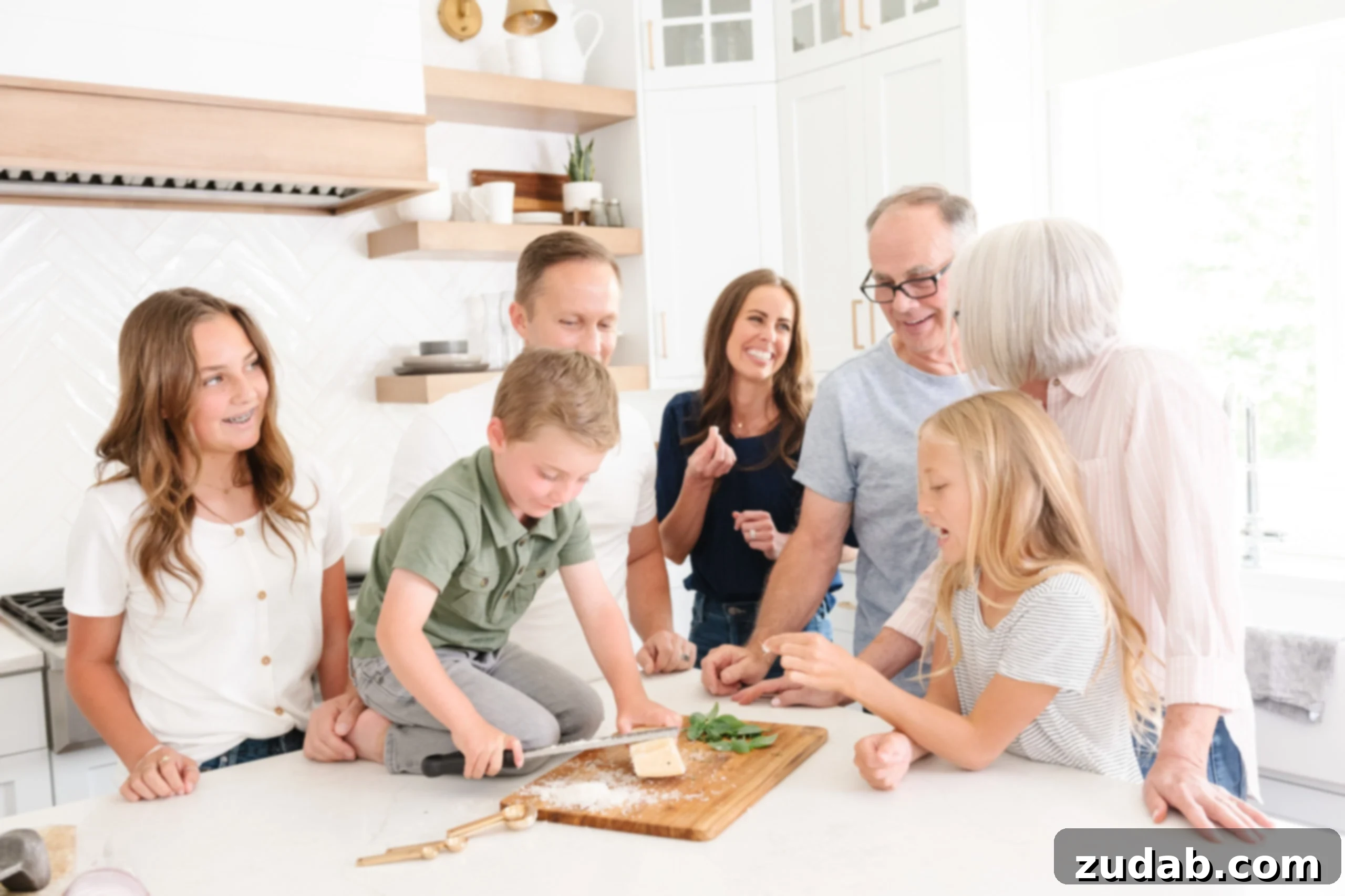 Unveiling Raised in the Kitchen: Preorder Your Copy 4 A child's hands carefully pouring chocolate chips into a bowl of banana bread batter, with an adult supervising.