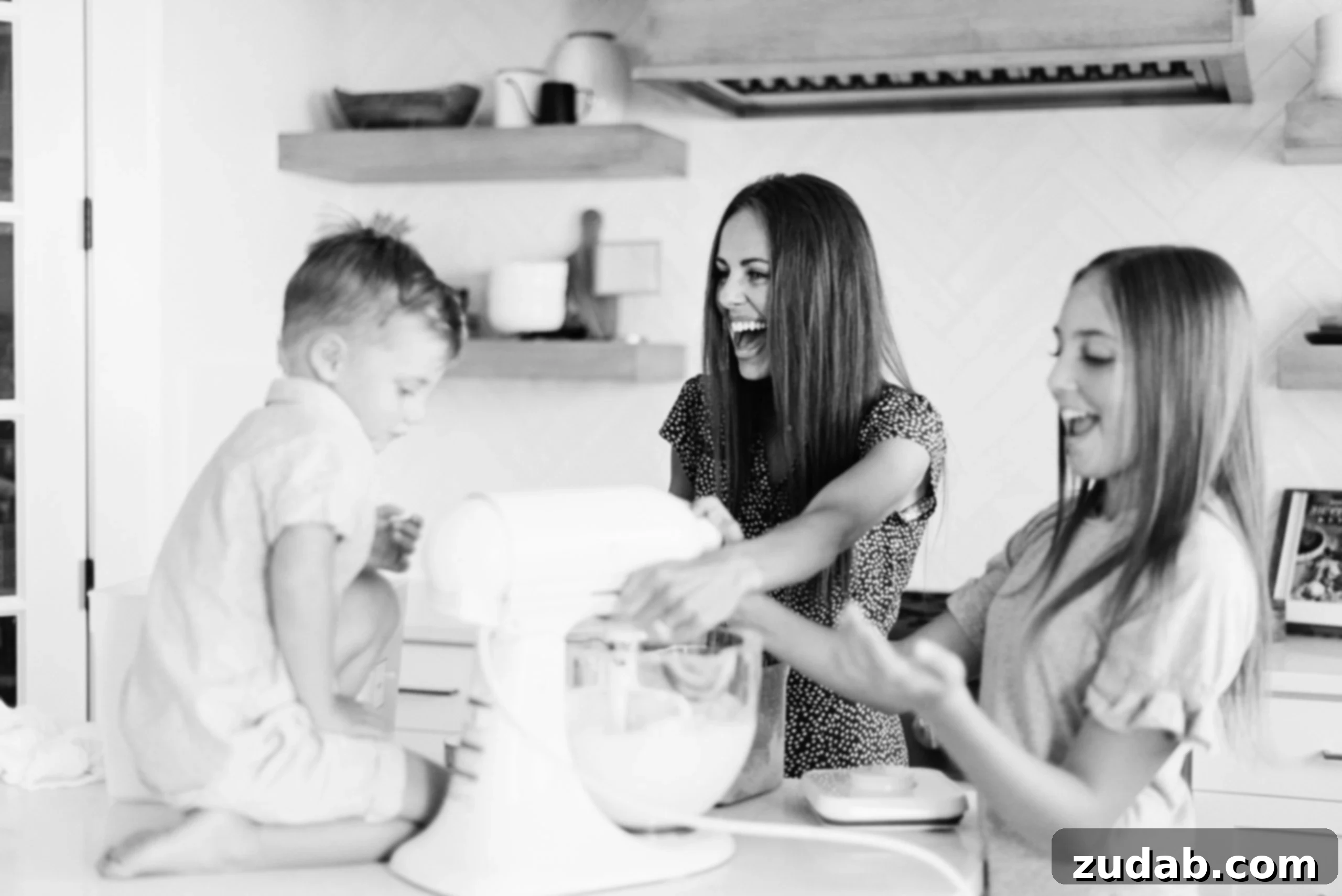 Mastering the Art of Failure 2 A mom and her child laughing in a kitchen after a cooking mishap, emphasizing resilience and joy in parenting.