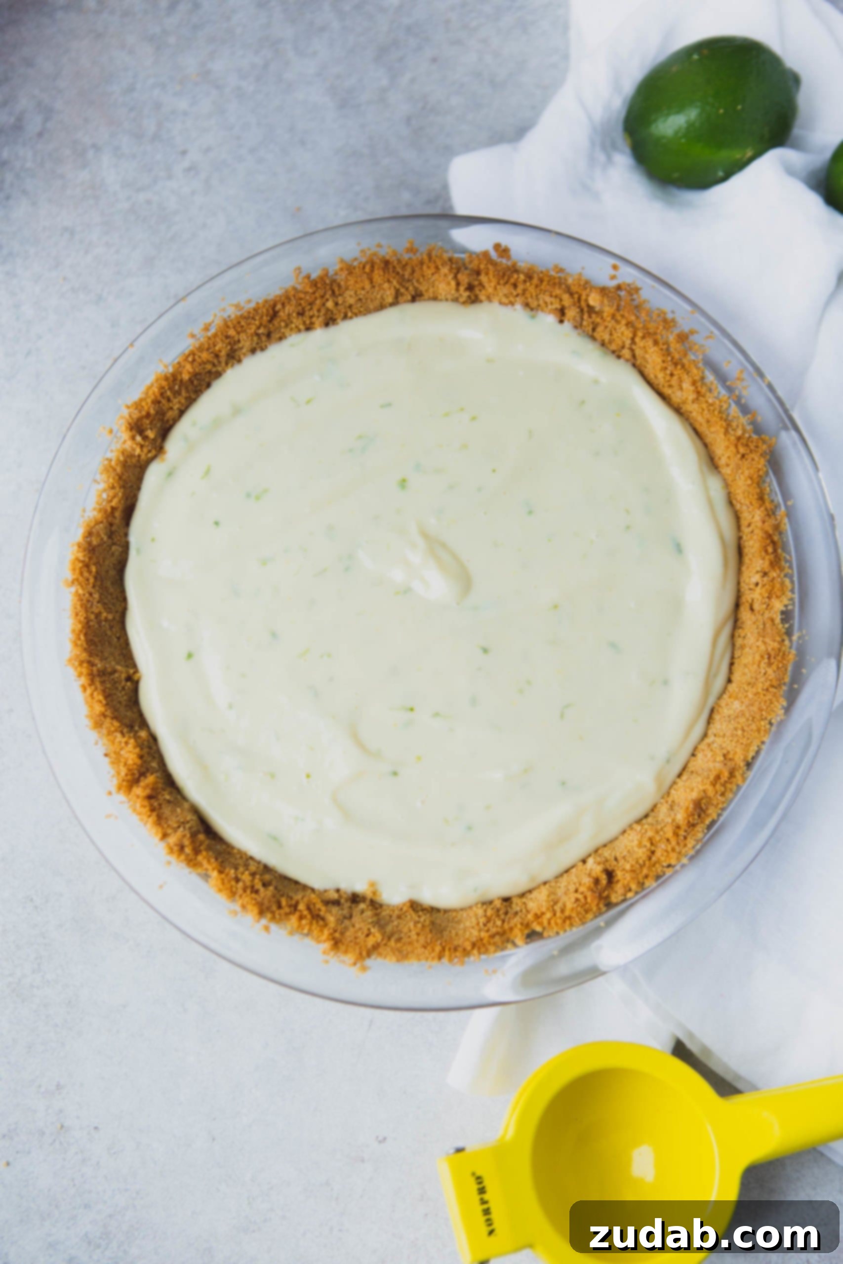 Key Lime Pie Recipe A key lime pie in a graham cracker crust.