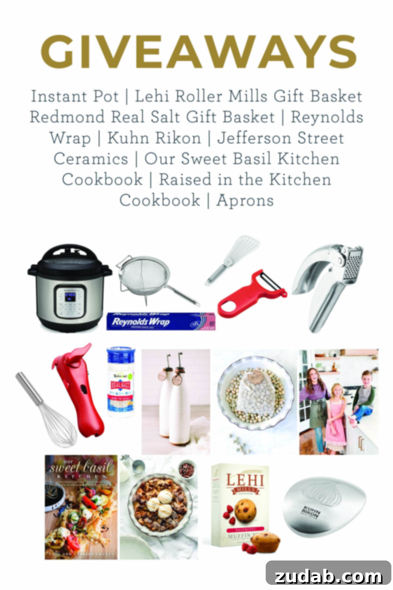 Raised in the Kitchen Cookbook Launch Celebration and Prizes 3 giveaway graphic for the Raised in the Kitchen cookbook launch