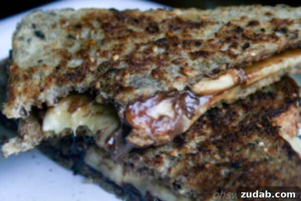 Golden Banana Bliss 4 Grilled Peanut Butter, Nutella, and Banana Sandwich