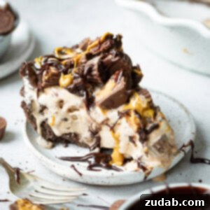 A vibrant Reese's Ice Cream Pie ready to be served