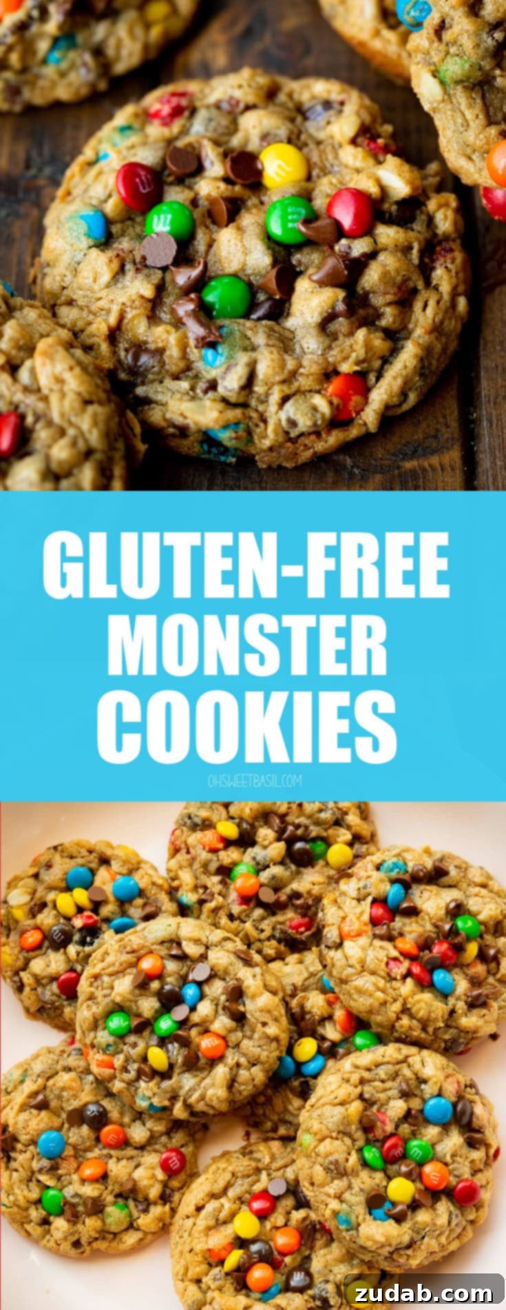 Ultimate Gluten-Free Monster Cookies 15 An inviting overhead photo of several baked thick and chewy gluten-free monster cookies, showcasing their golden-brown perfection and delightful mix-ins.