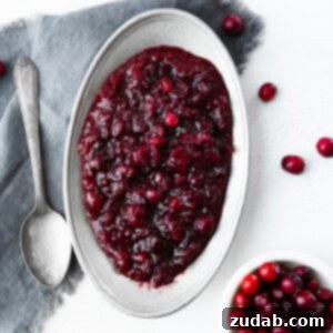 A vibrant close-up of quick and easy homemade cranberry sauce with orange, ready to serve.