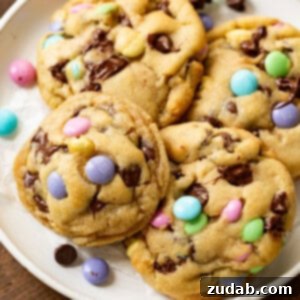 Colorful Spring M&M Cookies 2 Close up of a thick, soft, and chewy Spring Easter M&M Cookie.