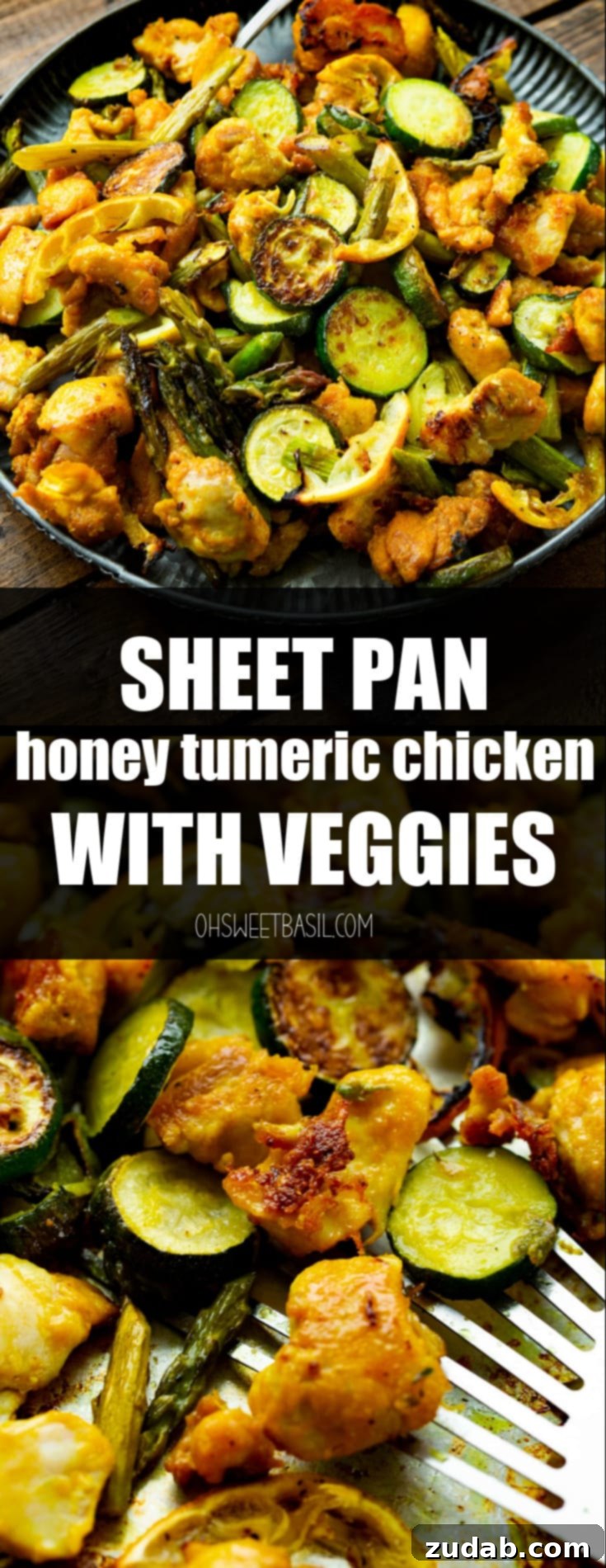 Golden Honey Turmeric Chicken Traybake with Spring Vegetables 3 Sheet Pan Honey Tumeric Chicken with asparagus and zucchinni