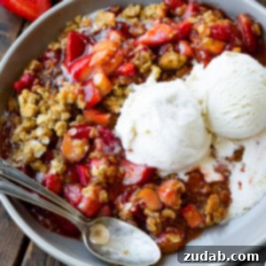 Delicious Strawberry Rhubarb Crisp ready to be served