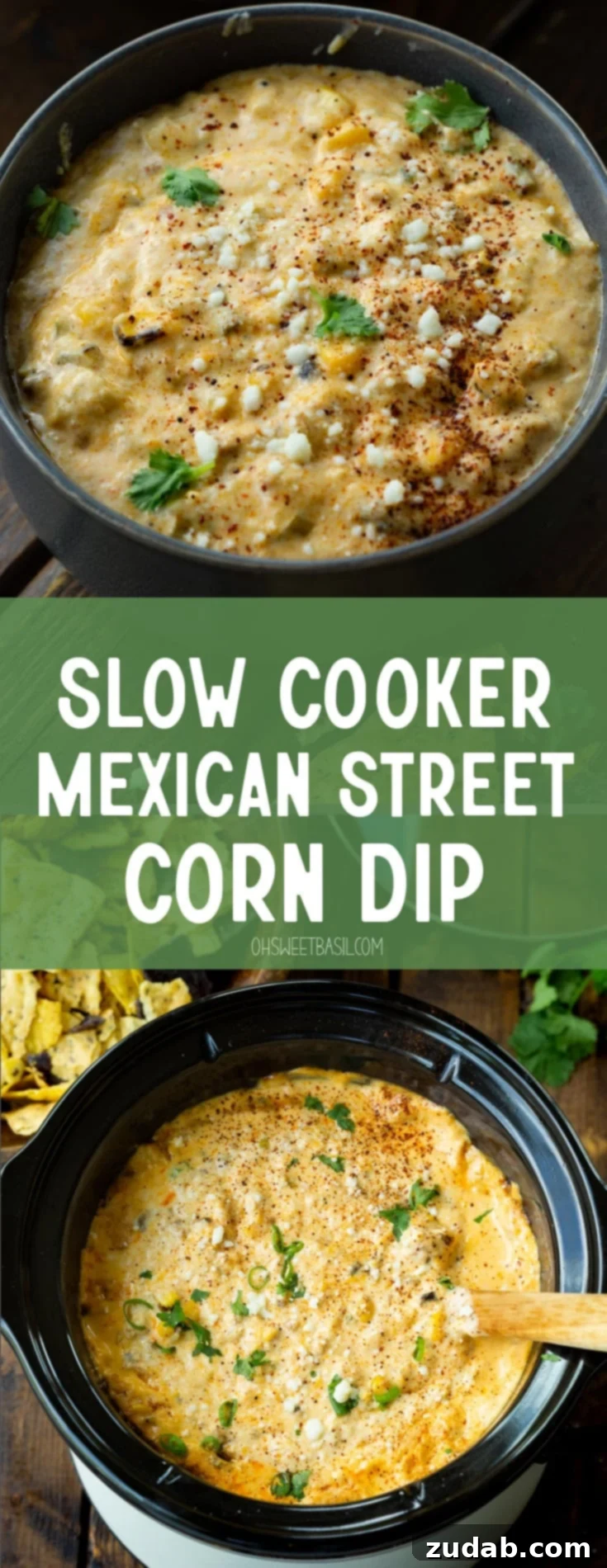 Creamy Slow Cooker Elote Dip 12 a photo of a wooden bowl full of cold mexican street corn dip.