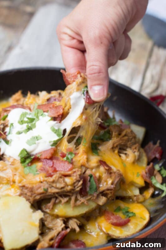 Tailgator Nachos loaded with BBQ Pork, roasted potatoes, Bacon and cheeeeeese!!! ohsweetbasil.com Tailgator Nachos loaded with BBQ Pork, roasted potatoes, Bacon and cheeeeeese!!! ohsweetbasil.com