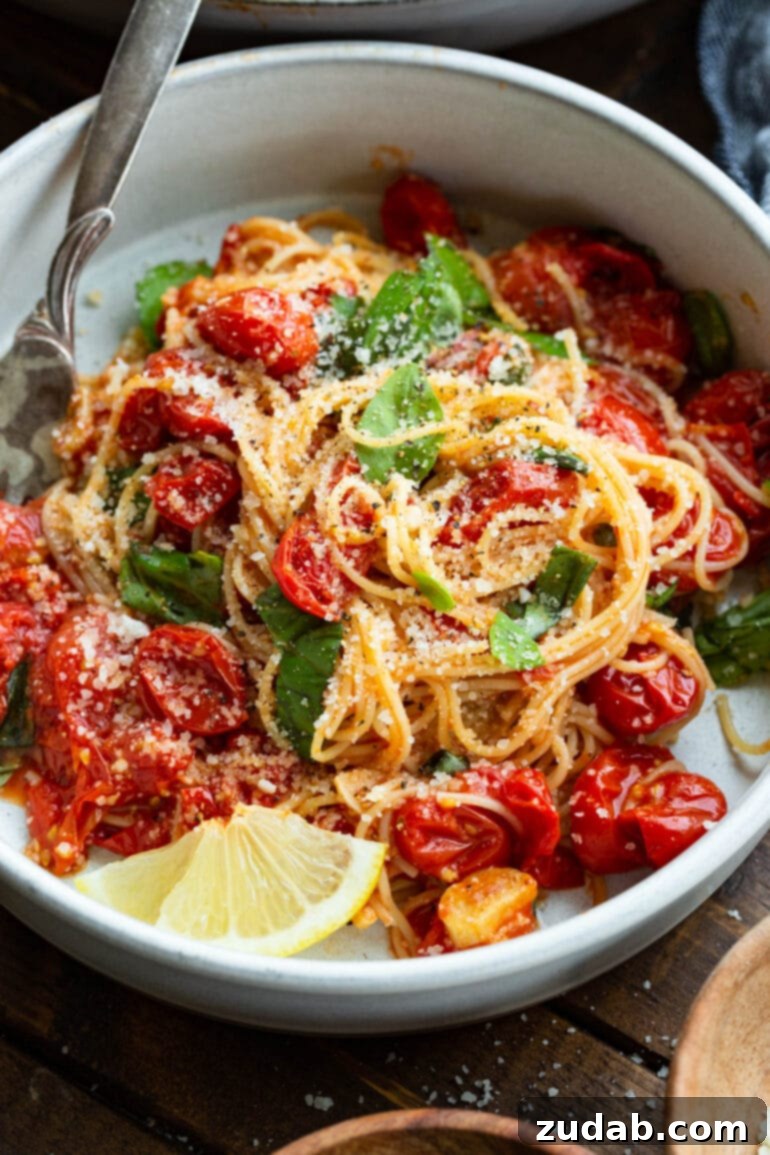 Weekly Menu Plan for January 8 to 14 8 A beautifully plated serving of angel hair pasta, artfully tossed with perfectly sautéed grape tomatoes, fragrant fresh basil, grated Parmesan cheese, and minced garlic, accompanied by a bright slice of lemon.
