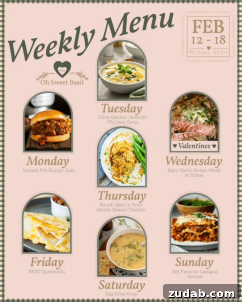 Weekly Meal Plan February 12 to 18 2 A vibrant graphic depicting a weekly meal plan schedule for February 12-18, showcasing various delicious dishes for each day, with a focus on healthy and comforting home-cooked meals.