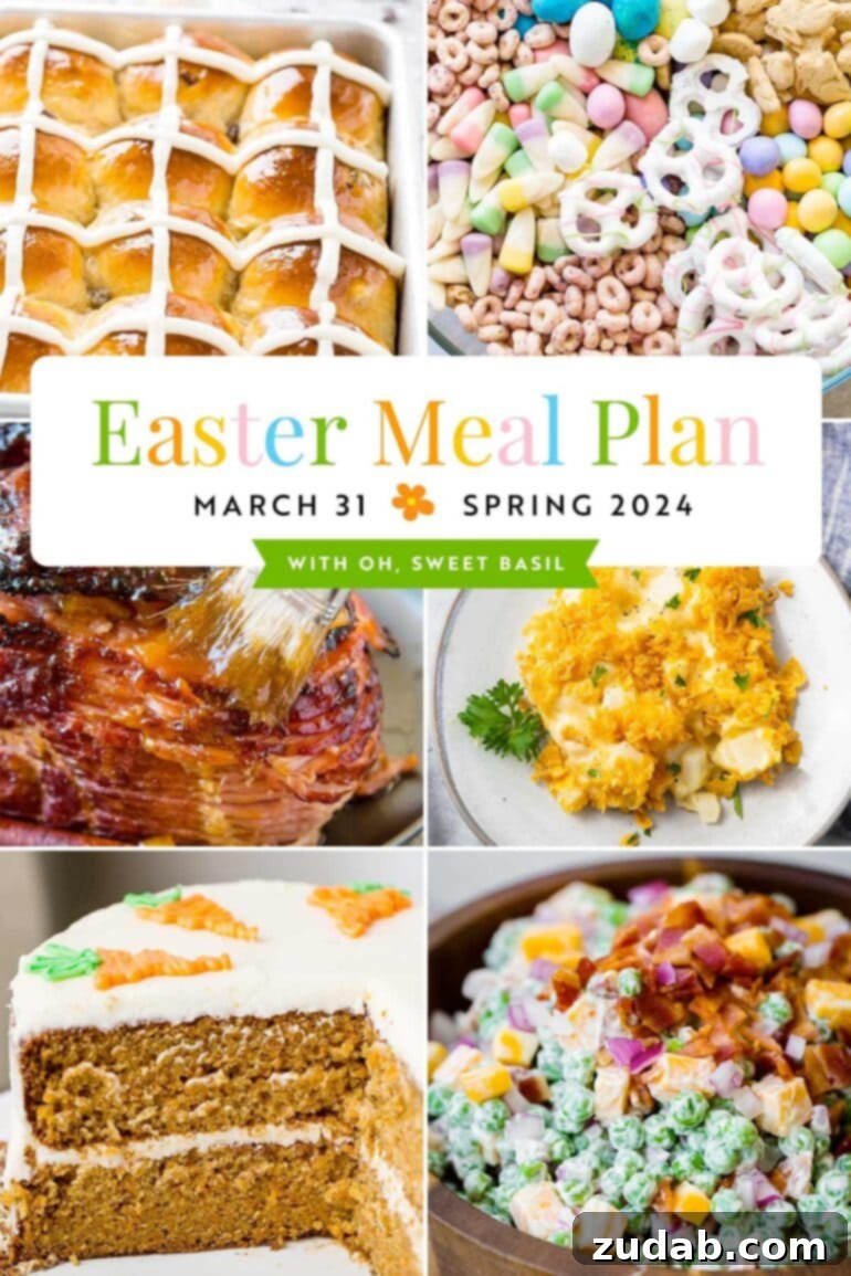 Your Ultimate Easter Sunday Feast 2 a graphic showing pictures of 6 different Easter dishes for an Easter menu plan
