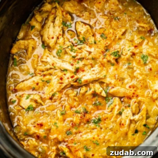 Your Meal Plan for April 15 to 21 3 Close-up of Instant Pot or slow cooker pineapple Mexican shredded chicken, perfect for tacos or bowls.
