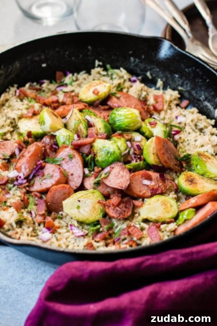 Your Meal Plan for April 15 to 21 4 A vibrant one-skillet dish featuring cheddar broccoli rice mixed with slices of savory kielbasa.