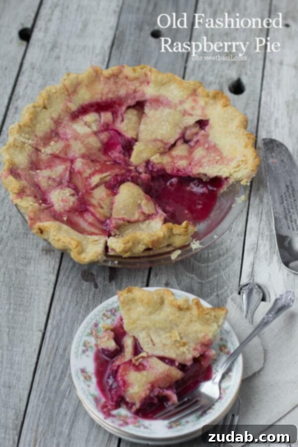 Homemade Raspberry Pie with Golden Crust A beautifully baked Old Fashioned Raspberry Pie, with luscious raspberry filling gently bubbling through the crust.