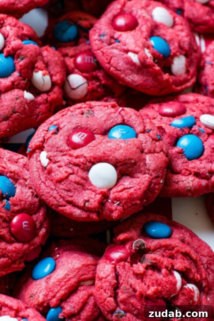 Olympic Celebrations: Red, White, and Blue Recipes 4 Red White and Blue Red Velvet Cookies Recipe | Oh Sweet Basil