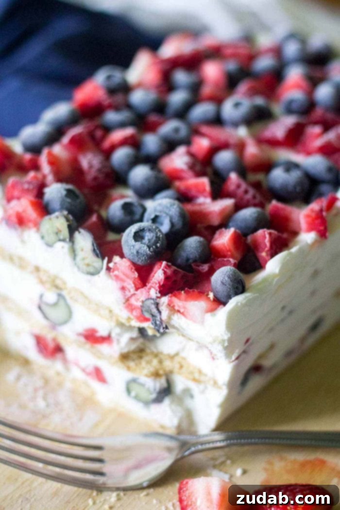 Olympic Celebrations: Red, White, and Blue Recipes 7 Red white and blue icebox cake! This is the ultimate summer dessert for a crowd. Make this festive 4th of July treat for your friends and family this year.