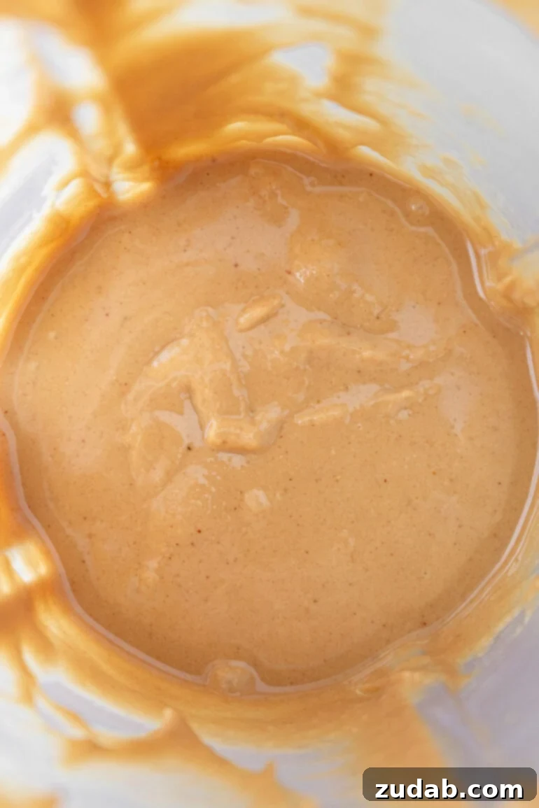 Creamy Coconut Peanut Bliss 7 A photo illustrating the final smooth and creamy consistency of the coconut peanut butter after all ingredients have been blended.