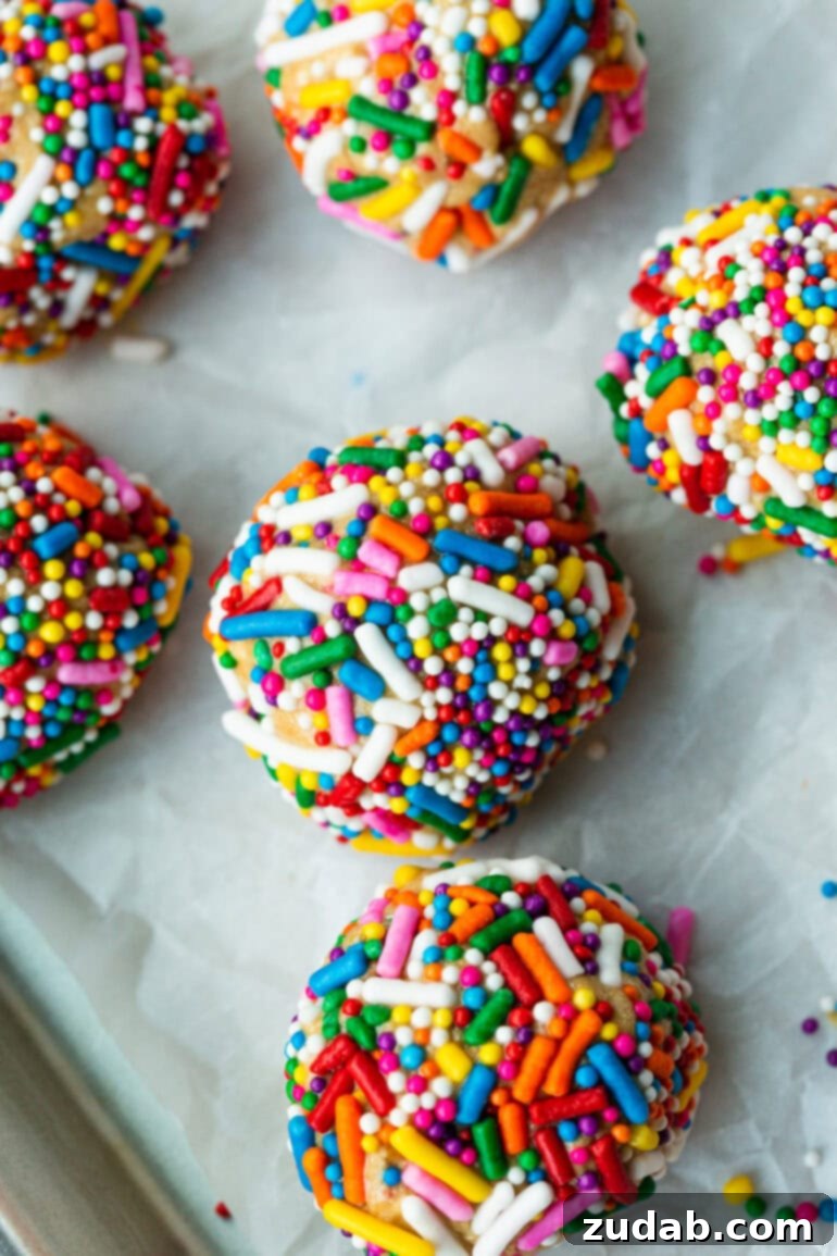 Funfetti Protein Poppers 8 a photo of several protein balls coated in rainbow sprinkles sitting on a serving tray