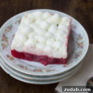 Luscious Raspberry Jello Salad 2 Raspberry Marshmallow Jello Salad, a perfect kid-friendly side dish for Thanksgiving and other holiday dinners. ohsweetbasil.com