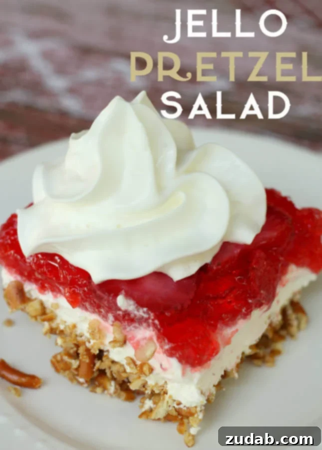 Luscious Raspberry Jello Salad 5 Delicious Jello Pretzel Salad with a crunchy pretzel crust and creamy topping. lilluna.com