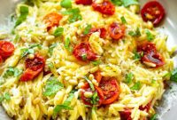 Mediterranean Roasted Garlic Tomato Basil Orzo