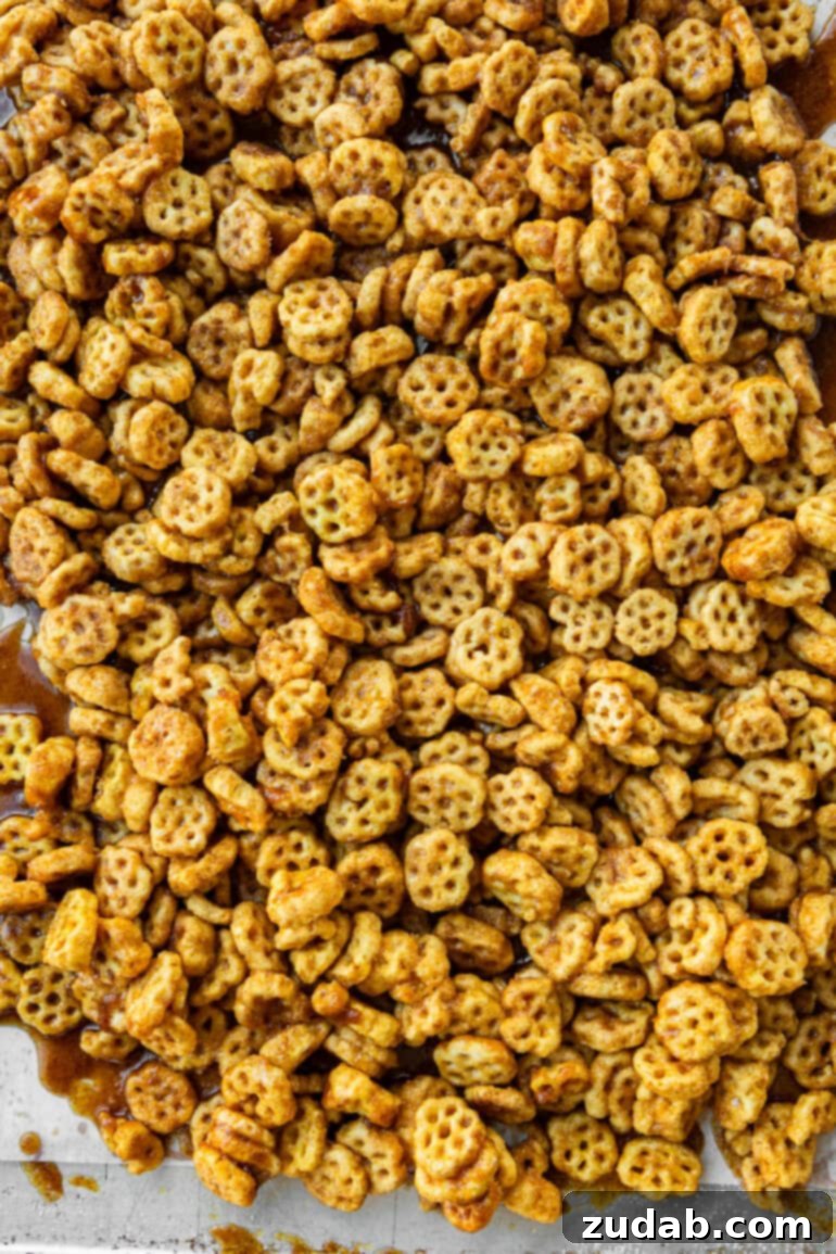 Easy No-Bake Churro Crunch 7 a photo gallery of the steps for making honeycomb churro snack mix