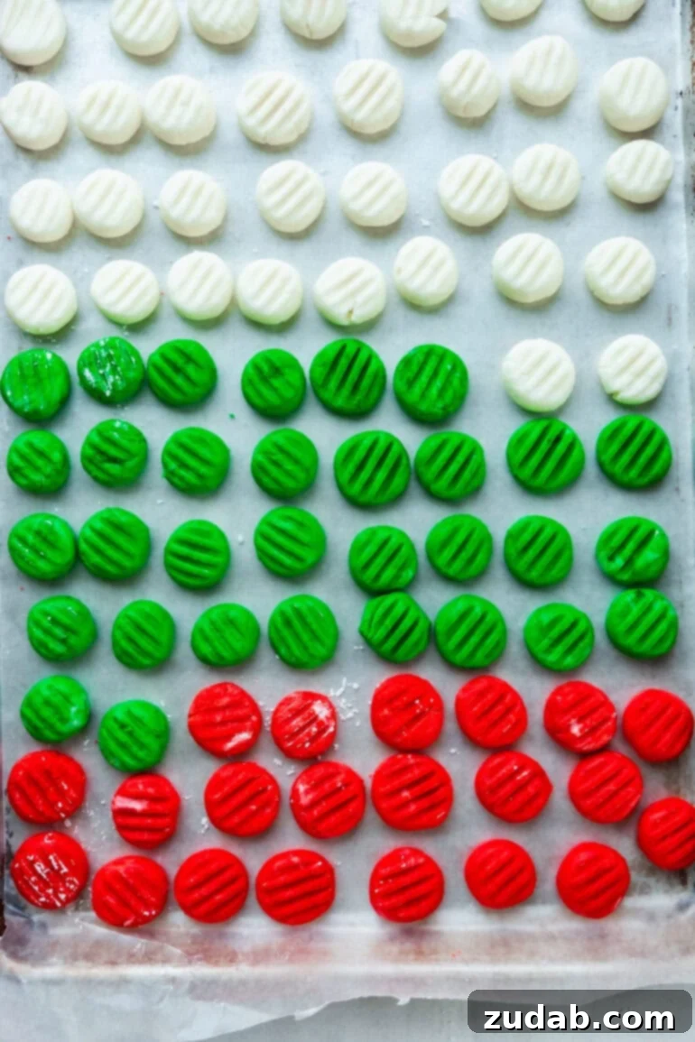 Classic Cream Cheese Mints: A Nostalgic Treat 4 A tray of red, white, and green cream cheese mints