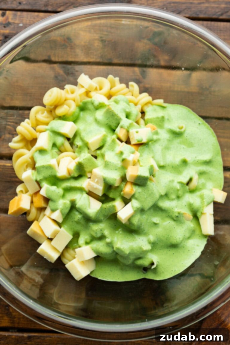 BLT Pasta Perfection 5 Step 1: Blending the creamy basil dressing.