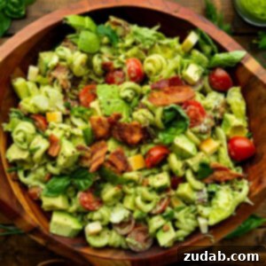 A delicious BLT Pasta Salad served in a bowl.