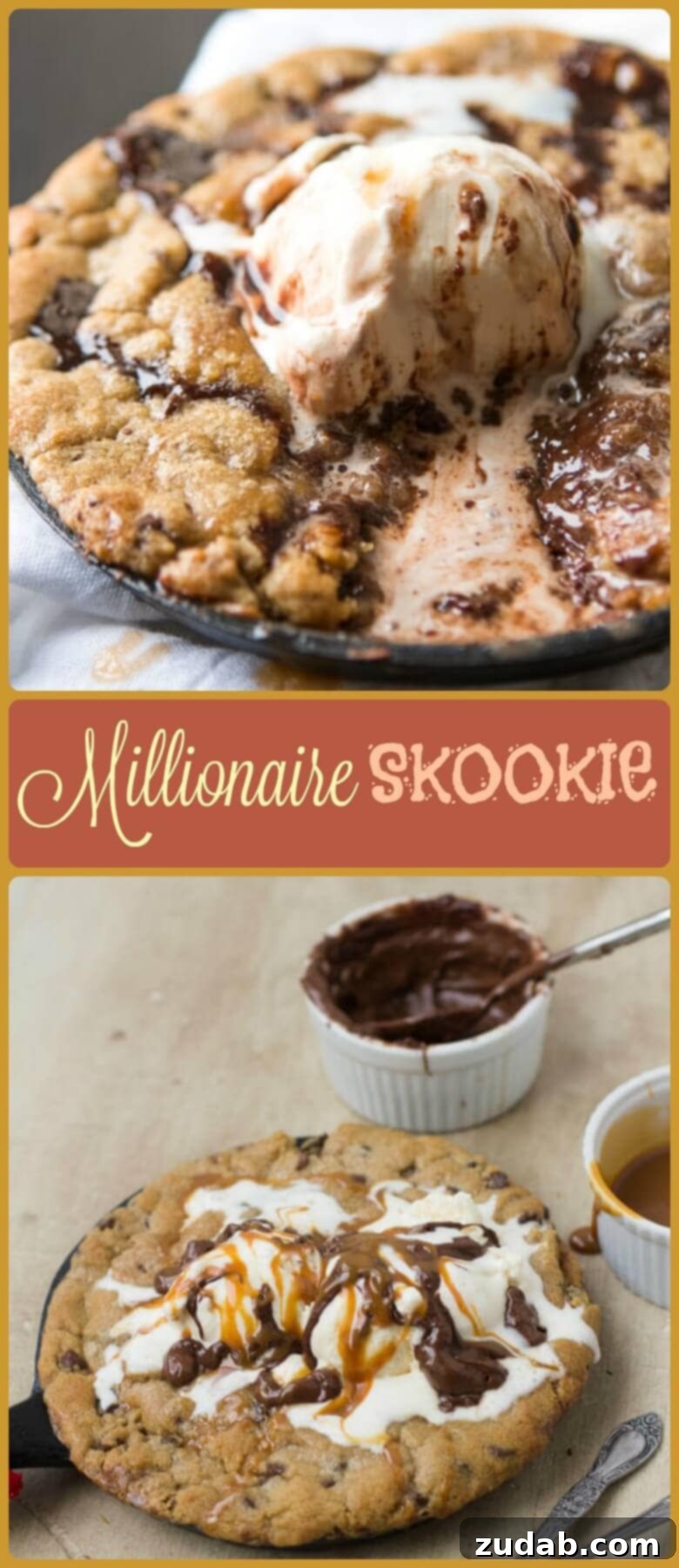 This millionaire skookie has a secret layer of nutella and dulce de leche under the cookie that would be worth millions if cookies were money.