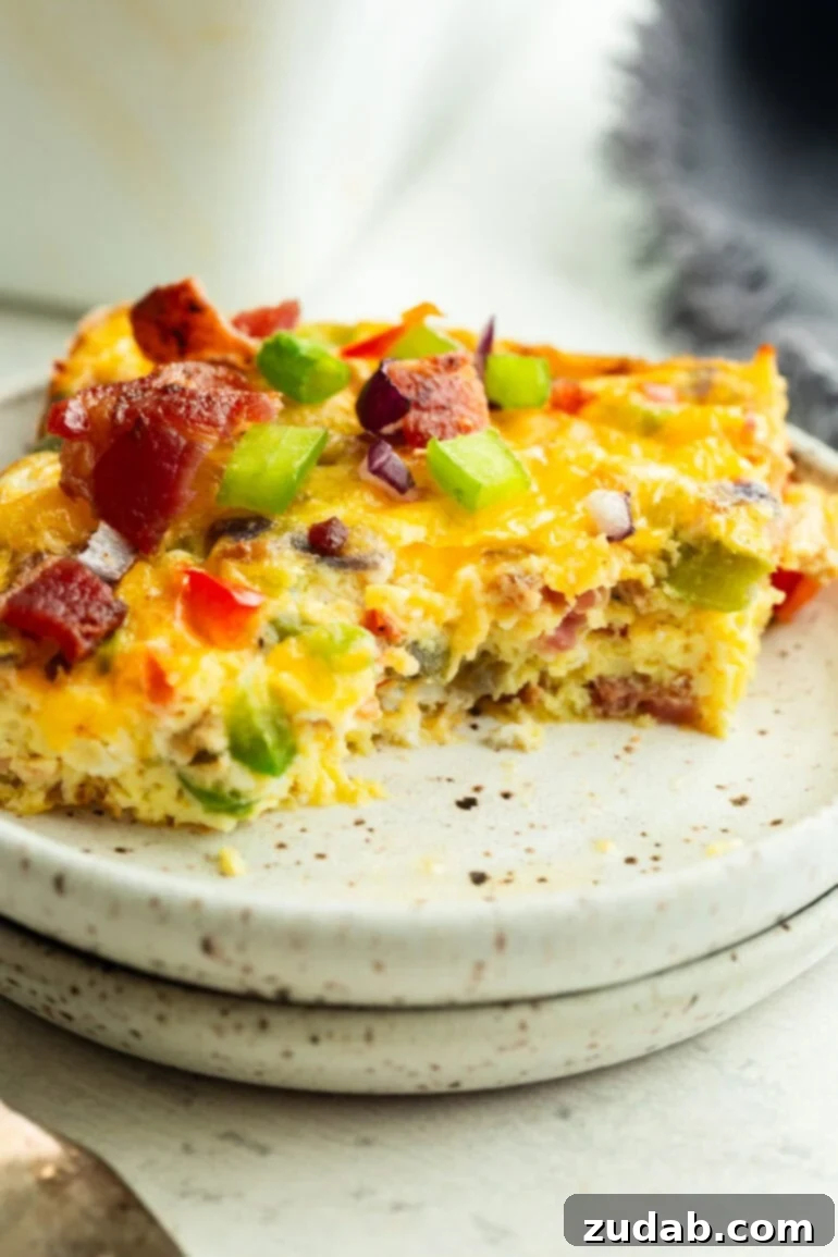 Cheesy Bacon Breakfast Bake 6 Fluffy Cheesy Baked Egg Casserole with Bacon and Peppers