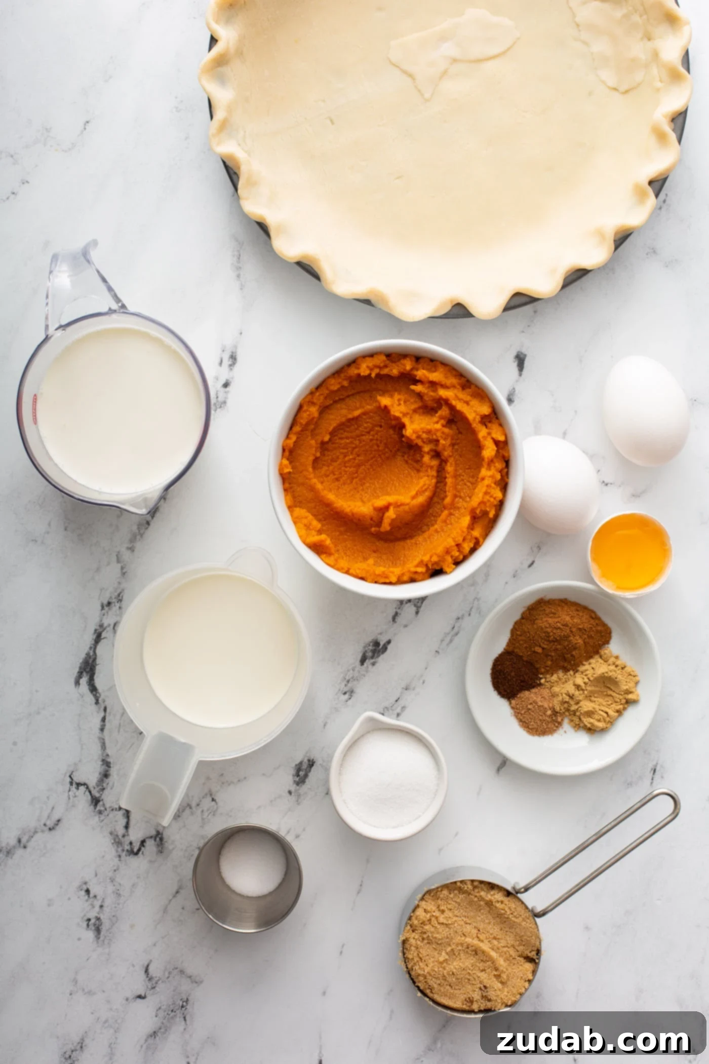 Pure Pumpkin Pie: Easy Homemade Bliss 5 A photo of all the ingredients needed for homemade pumpkin pie.
